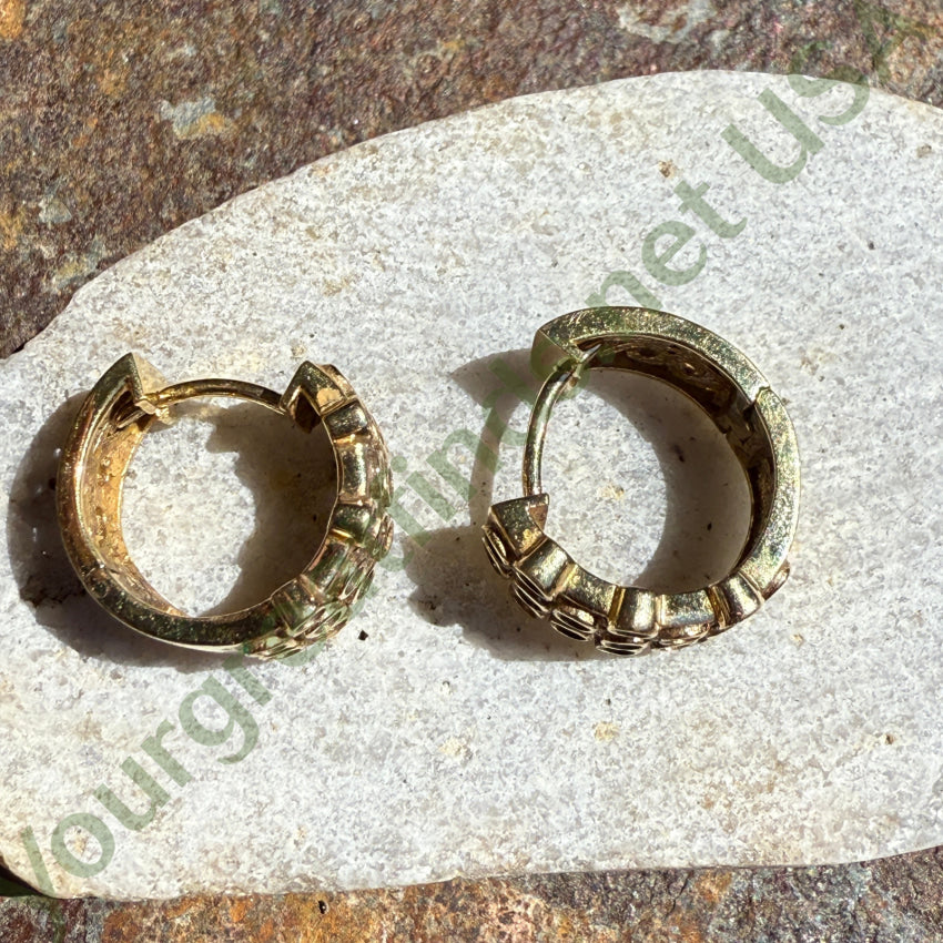 Gold Washed Sterling Silver CZ Hoop Pierced Earrings necklace