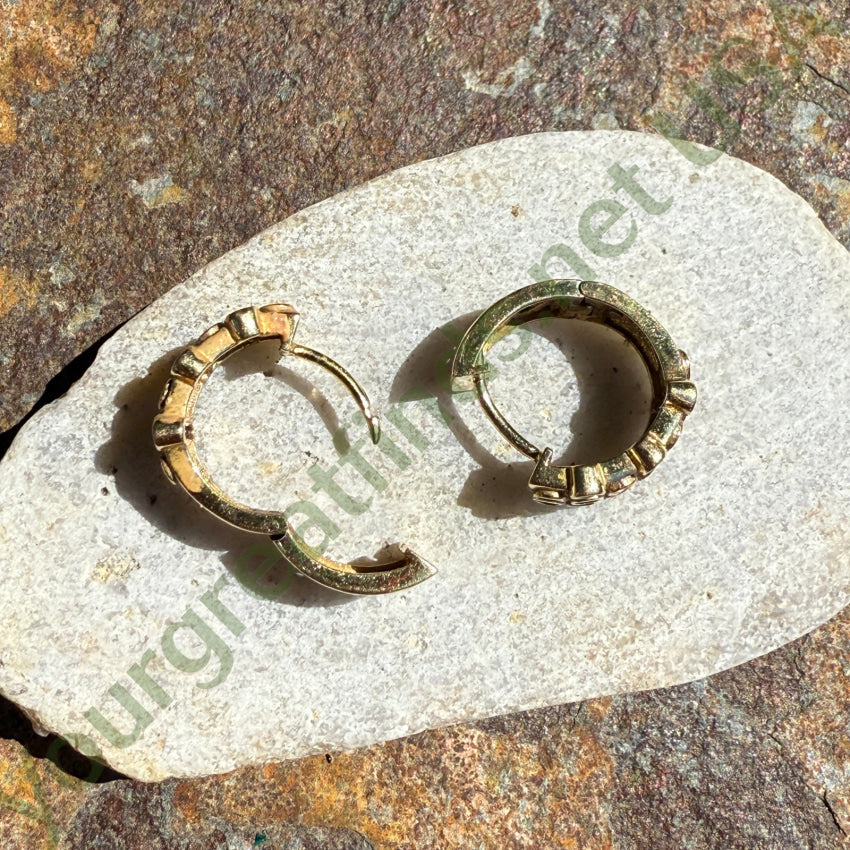 Gold Washed Sterling Silver CZ Hoop Pierced Earrings necklace