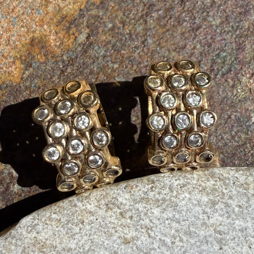 Gold Washed Sterling Silver CZ Hoop Pierced Earrings necklace