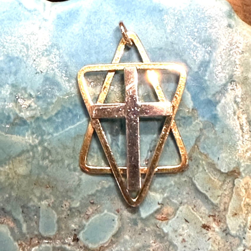 Gold Washed Sterling Silver Messianic Cross Star Of David Pendant Danecraft