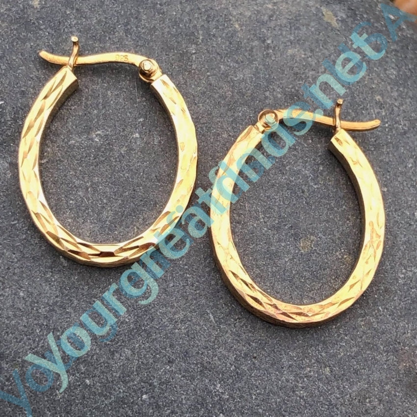 Gold Washed Sterling Silver Pierced Hoop Earrings Yourgreatfinds