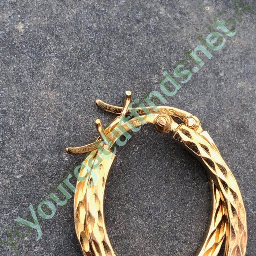 Gold Washed Sterling Silver Pierced Hoop Earrings Yourgreatfinds