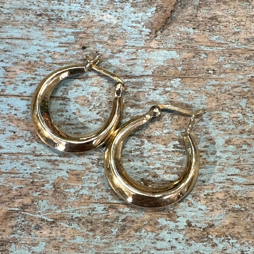 Gold Washed Sterling Silver Pierced Hoop Earrings