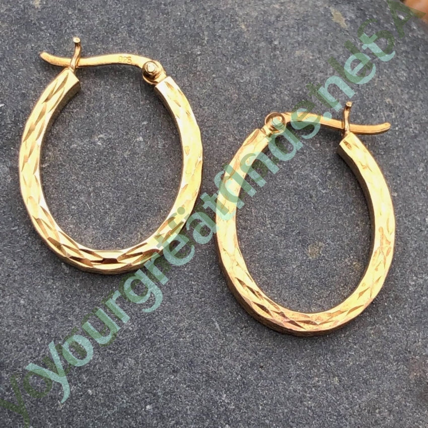 Gold Washed Sterling Silver Pierced Hoop Earrings Yourgreatfinds