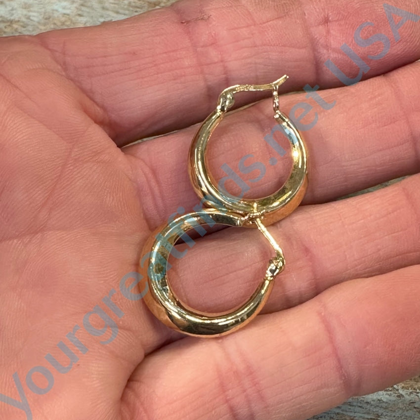Gold Washed Sterling Silver Pierced Hoop Earrings