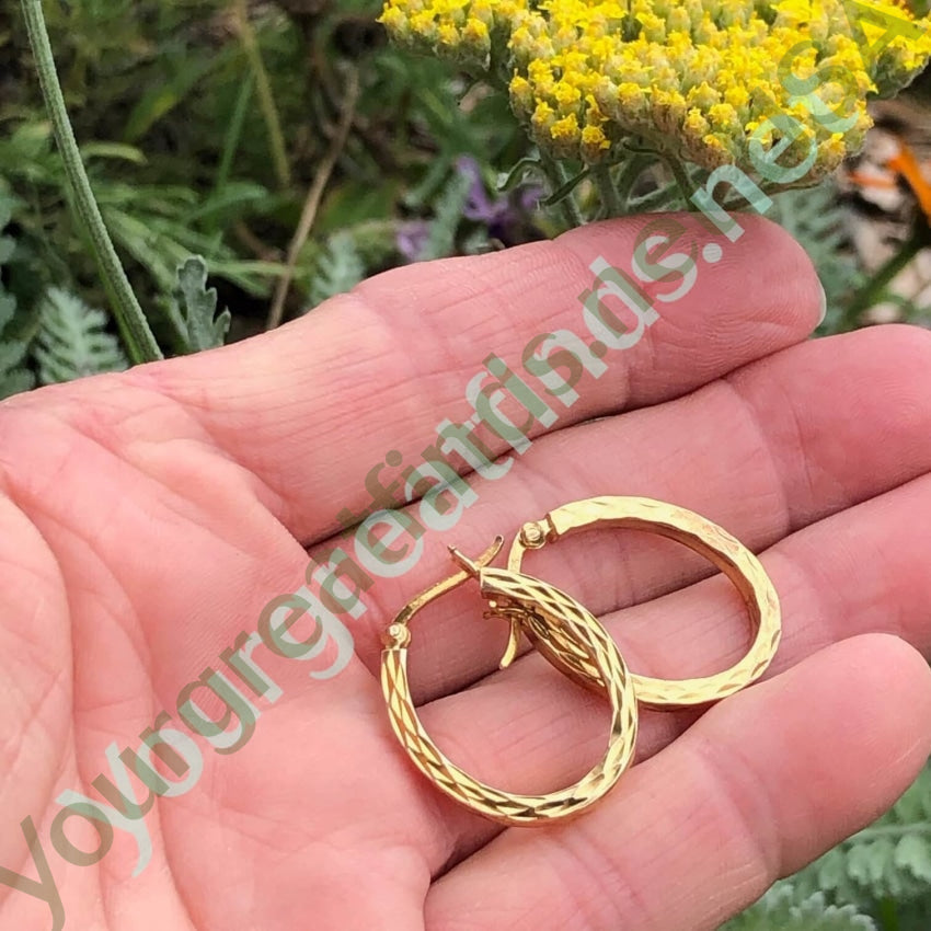 Gold Washed Sterling Silver Pierced Hoop Earrings Yourgreatfinds