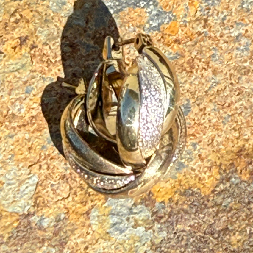 Gold Washed Sterling Silver Pierced Post Hoop Earrings eRRINFS