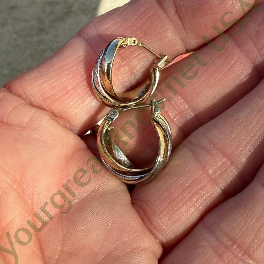 Gold Washed Sterling Silver Pierced Post Hoop Earrings eRRINFS