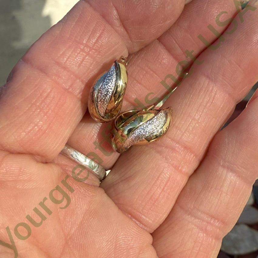 Gold Washed Sterling Silver Pierced Post Hoop Earrings eRRINFS