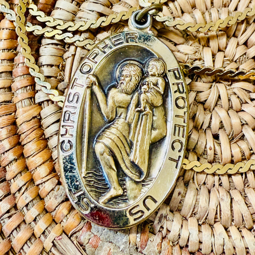 Goldtone Saint Christopher Necklace necklace