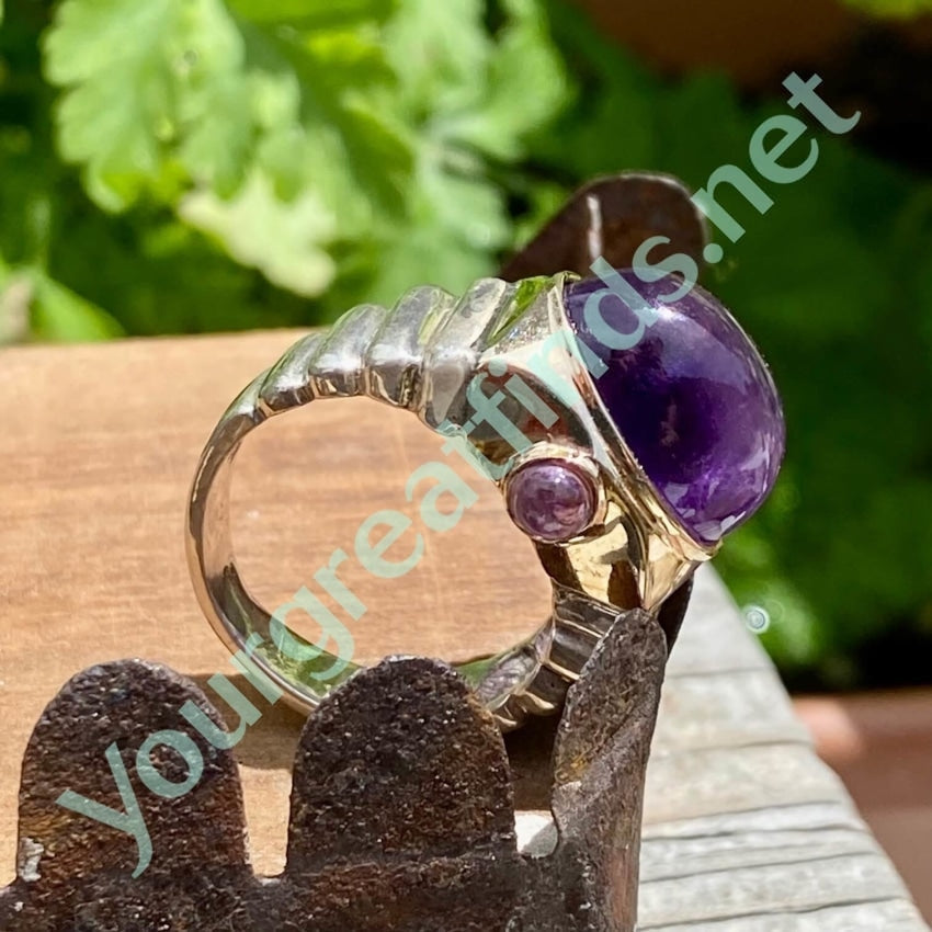 Grape Amethyst Sterling Silver 14K Yellow Gold Ring 6.5 Yourgreatfinds