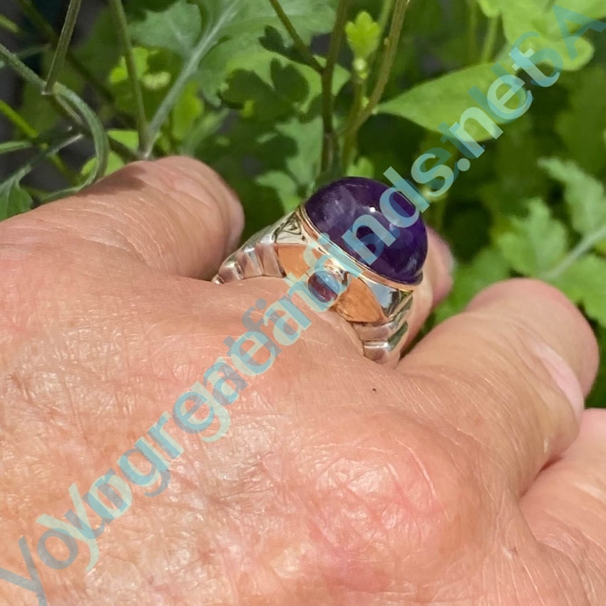 Grape Amethyst Sterling Silver 14K Yellow Gold Ring 6.5 Yourgreatfinds