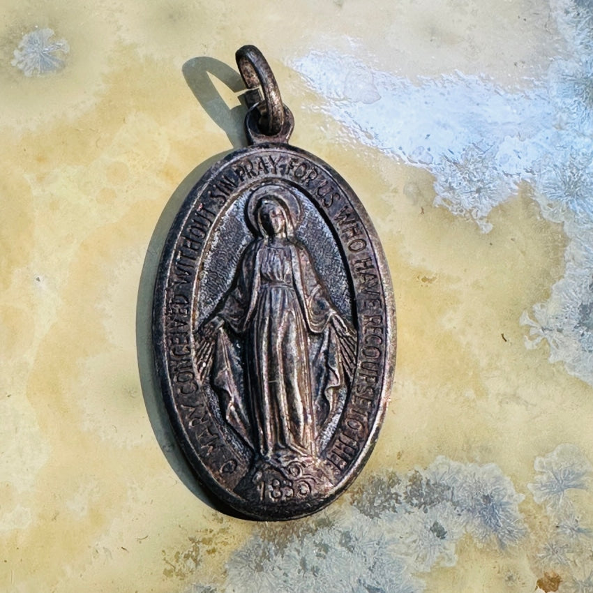 Grungy Time Worn Scared Mother Devotional Pendant