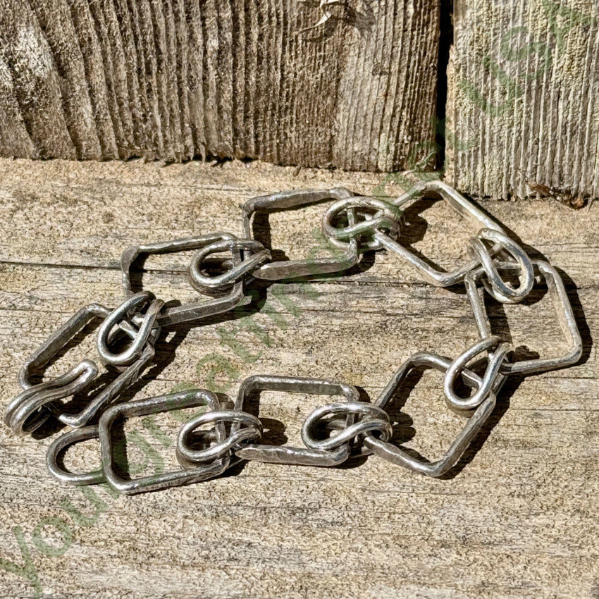 Hammered Sterling Silver Bracelet Large Rectangular Links bracelet