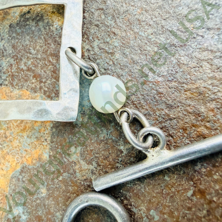 Hammered Sterling Silver & Freshwater Pearl Panel Bracelet bracelet