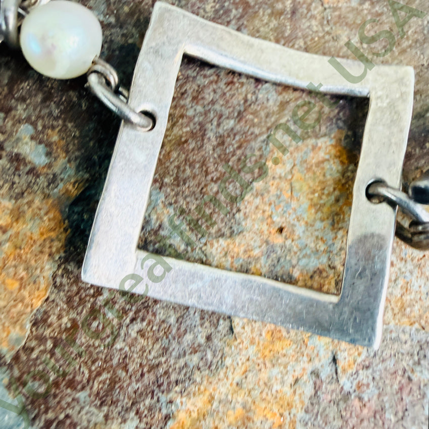 Hammered Sterling Silver & Freshwater Pearl Panel Bracelet bracelet