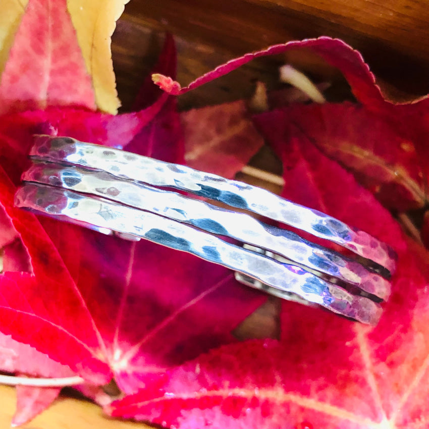 Hammered Sterling Silver Triple Cuff Bracelet Bracelet