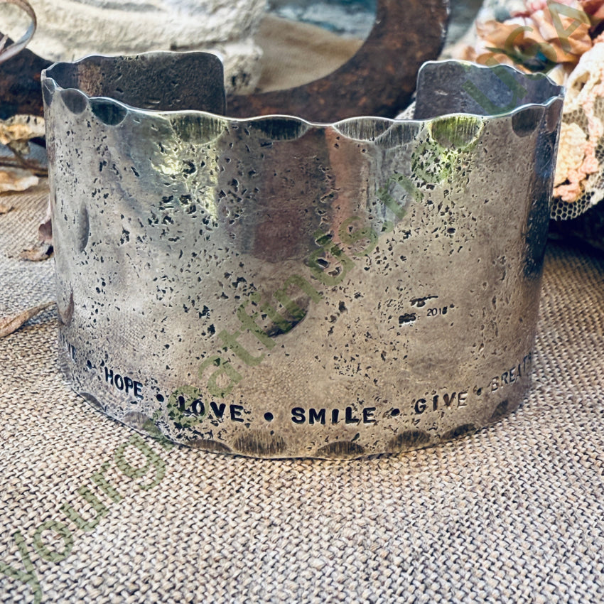 Hammered Wide Sterling Silver Cuff Bracelet 2018 Inspirational bracelet