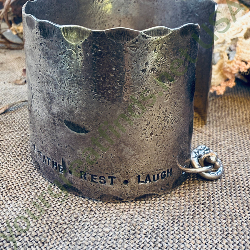 Hammered Wide Sterling Silver Cuff Bracelet 2018 Inspirational bracelet