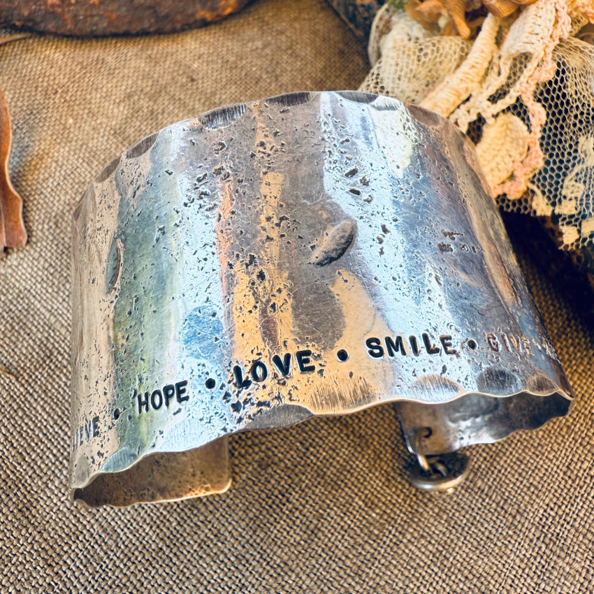 Hammered Wide Sterling Silver Cuff Bracelet 2018 Inspirational bracelet