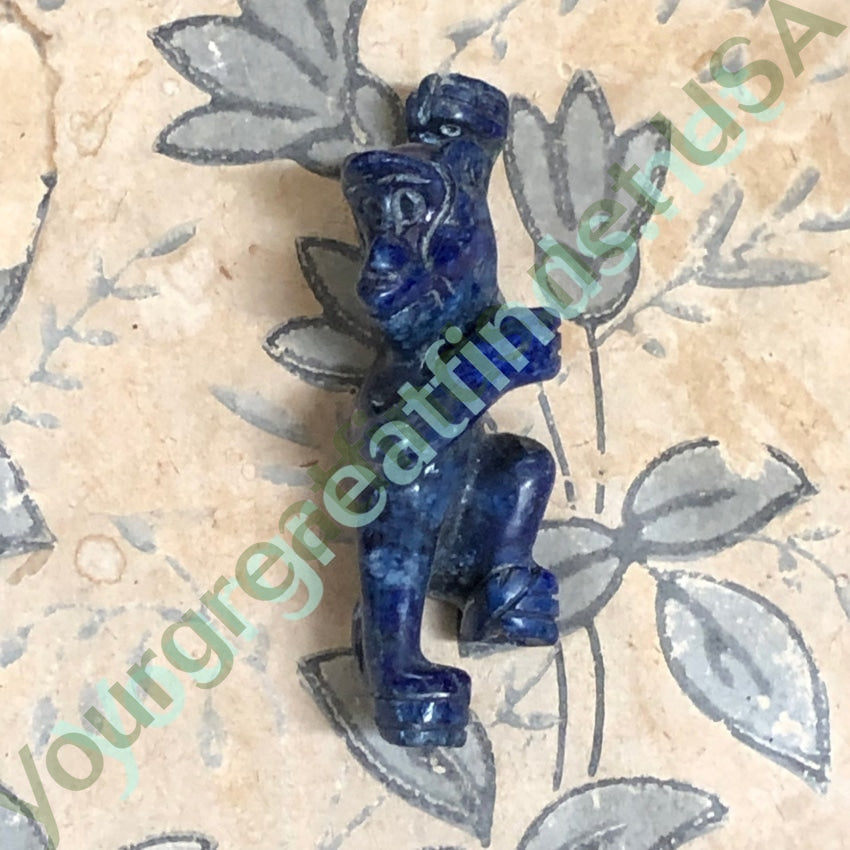 Hand Carved Indigo Blue Lapis Lazuli Climbing Monkey Bead Yourgreatfinds