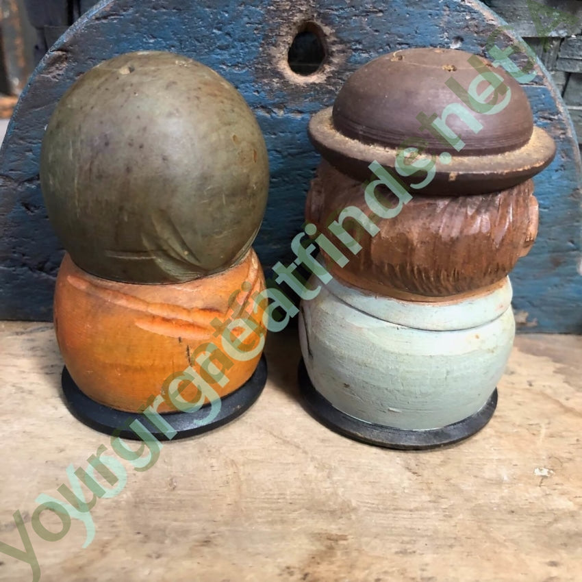 Hand Carved Wood German Stout Man Woman Salt Pepper Shakers Yourgreatfinds