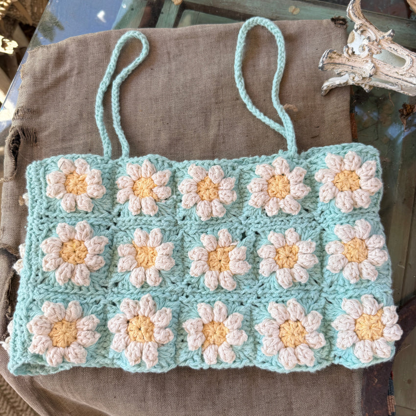 Hand Crochet Daisy Sun Top halter top