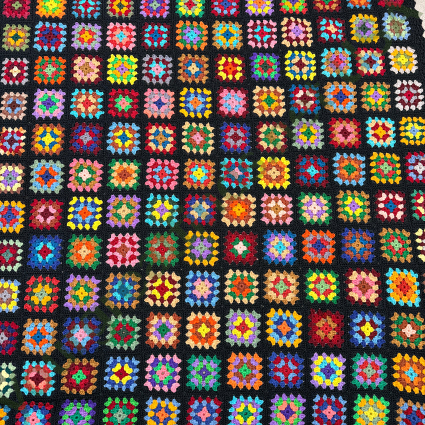 Hand Crochet Vintage Granny Squares Afghan Blanket Throw blanket