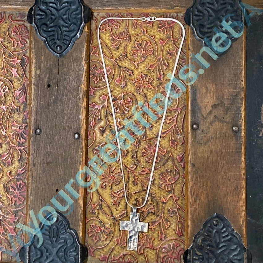 Hand Hammered Sterling Silver Holy Cross Pendant and Chain Necklace Yourgreatfinds