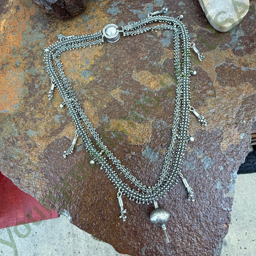 Handmade Sterling Silver Mesh Chain Charm Necklace necklace