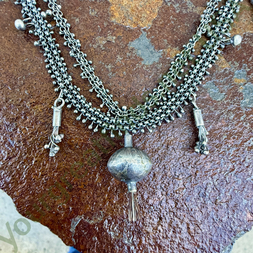 Handmade Sterling Silver Mesh Chain Charm Necklace necklace