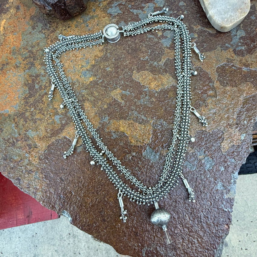 Handmade Sterling Silver Mesh Chain Charm Necklace necklace