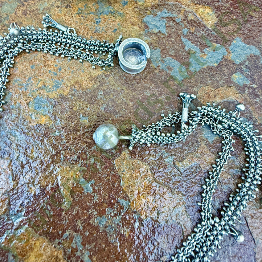 Handmade Sterling Silver Mesh Chain Charm Necklace necklace