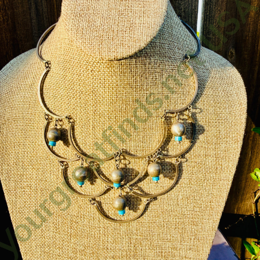 Handmade Sterling Silver & Turquoise Chandelier Necklace necklace