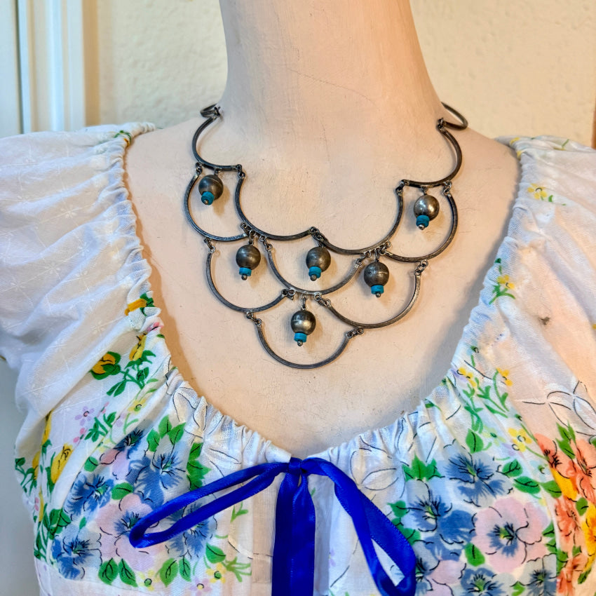 Handmade Sterling Silver & Turquoise Chandelier Necklace necklace