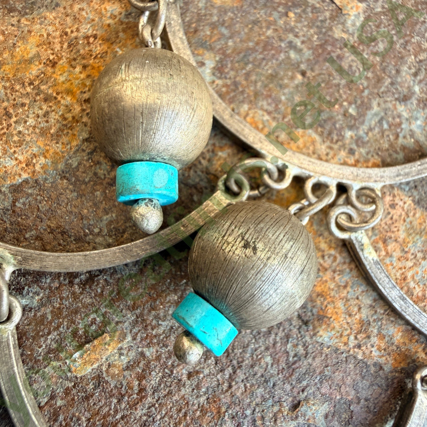 Handmade Sterling Silver & Turquoise Chandelier Necklace necklace