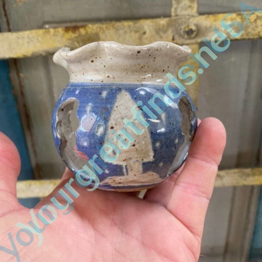 Handmade Studio Stoneware Pottery Tealight Pot Christmas Themed Yourgreatfinds