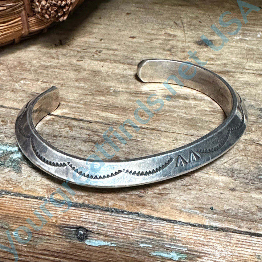 Heavy Solid Sterling Silver Carinated Cuff Bracelet Navajo Tahe Bracelet