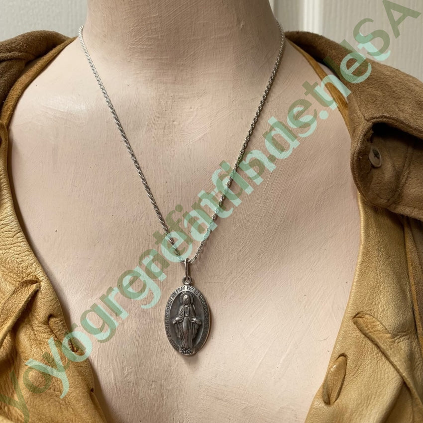 Heavy Solid Sterling Silver Catholic Miraculous Mary Necklace Yourgreatfinds