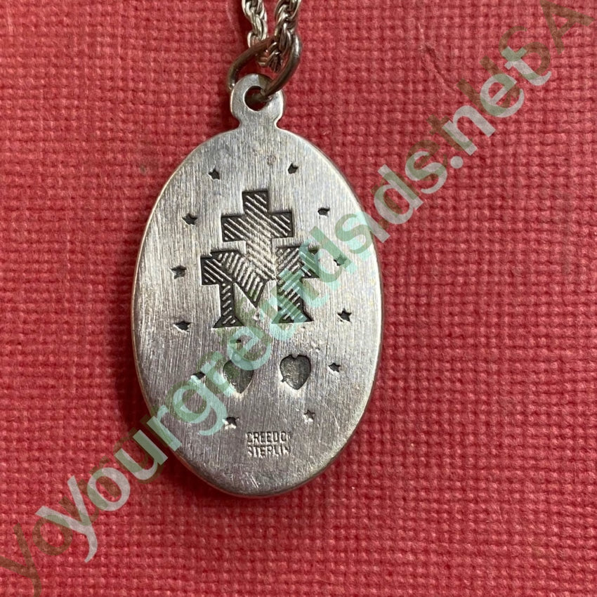 Heavy Solid Sterling Silver Catholic Miraculous Mary Necklace Yourgreatfinds