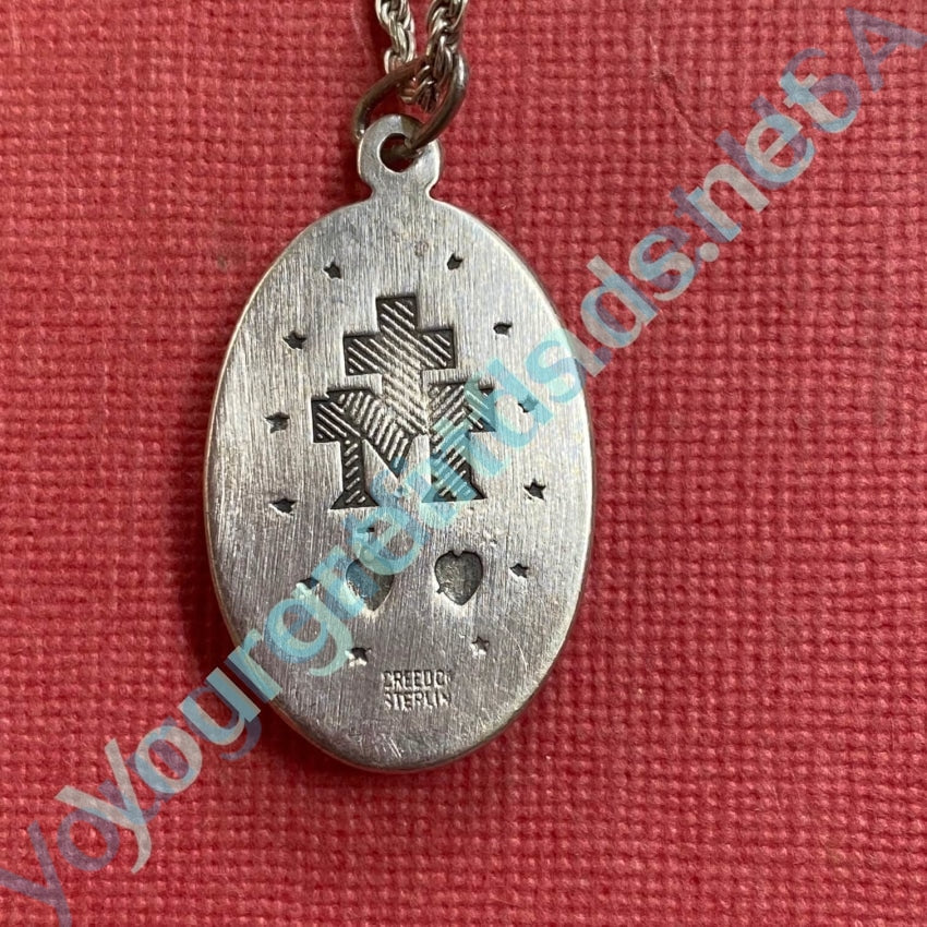 Heavy Solid Sterling Silver Catholic Miraculous Mary Necklace Yourgreatfinds