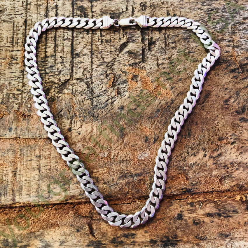 Heavy Sterling Silver Chain Necklace Red White Blue Enamel 20’’ Chain Necklace