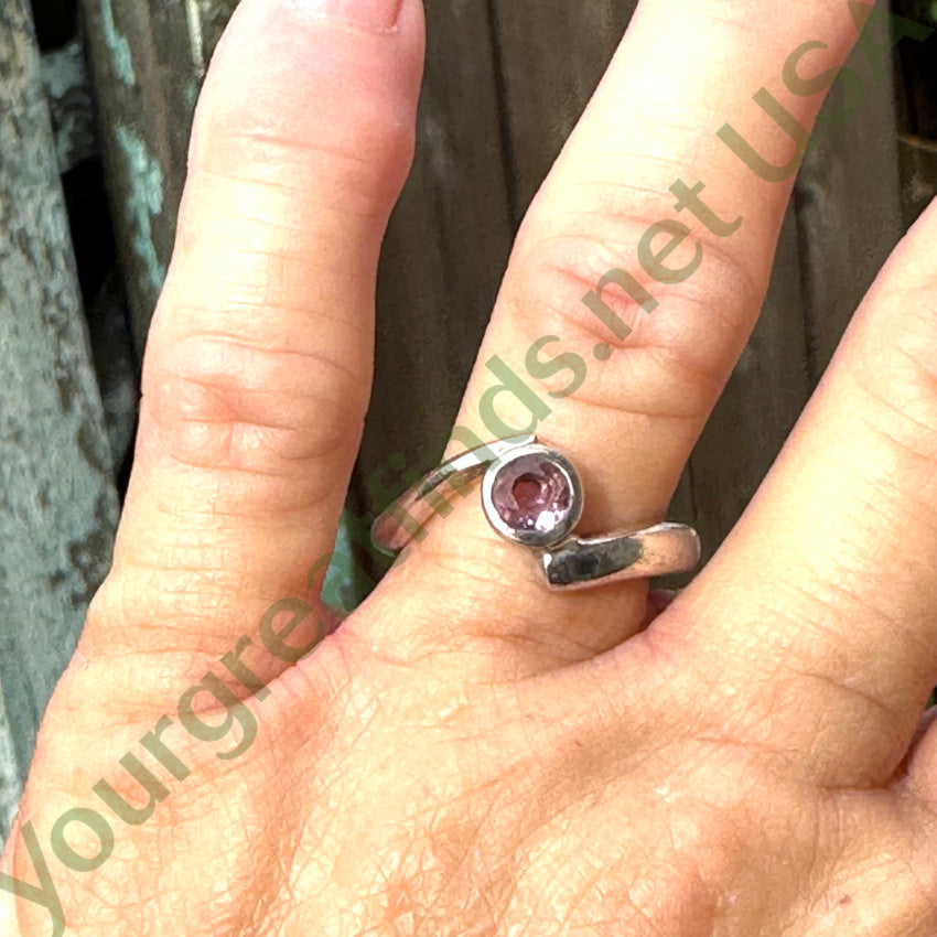 Heavy Sterling Silver Lavender Amethyst Solitaire Ring Size 8.5