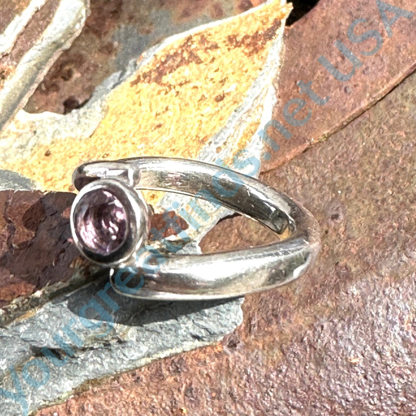 Heavy Sterling Silver Lavender Amethyst Solitaire Ring Size 8.5