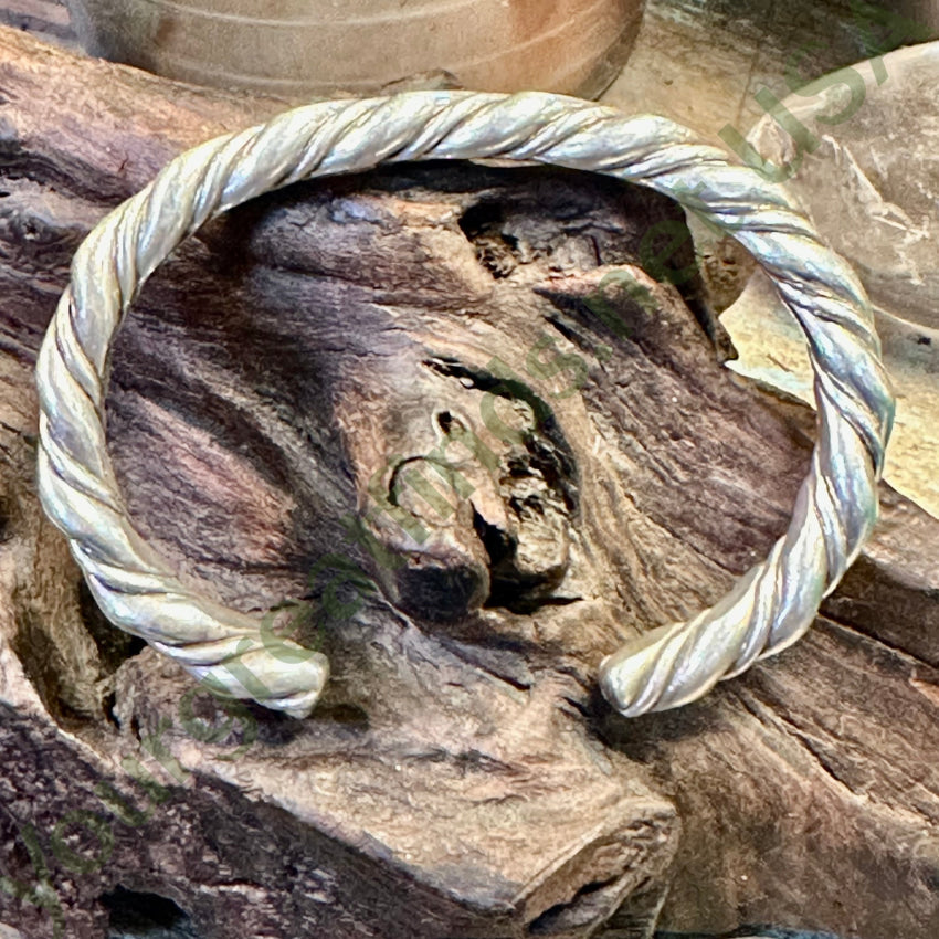 Heavy Vintage Solid Sterling Silver Twisted Hammered Cuff Bracelet