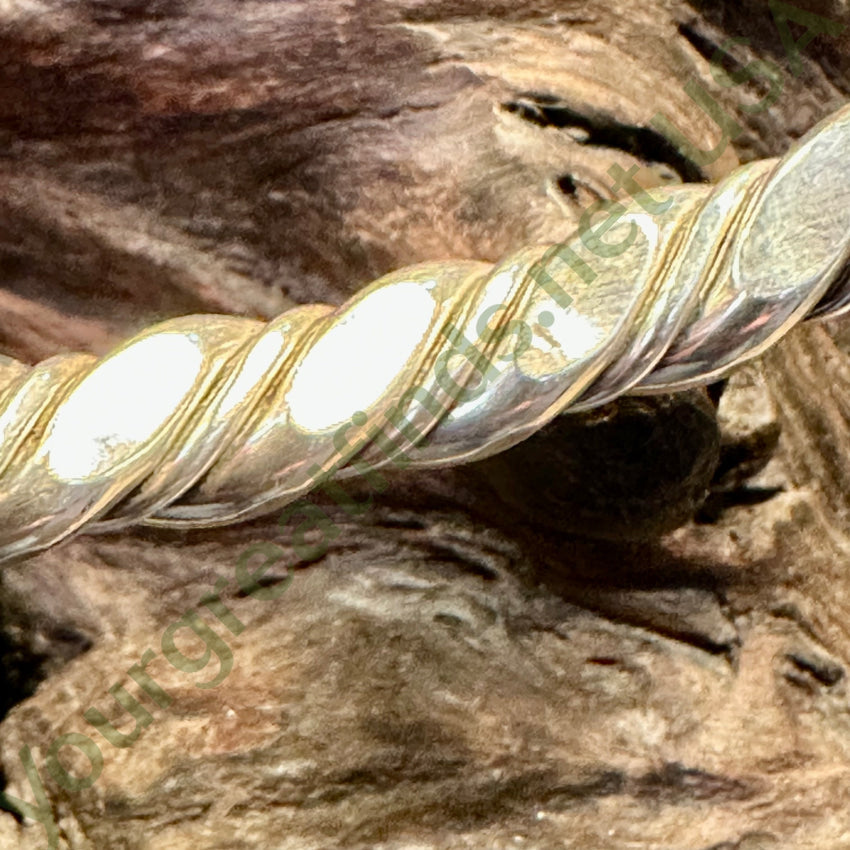 Heavy Vintage Solid Sterling Silver Twisted Hammered Cuff Bracelet