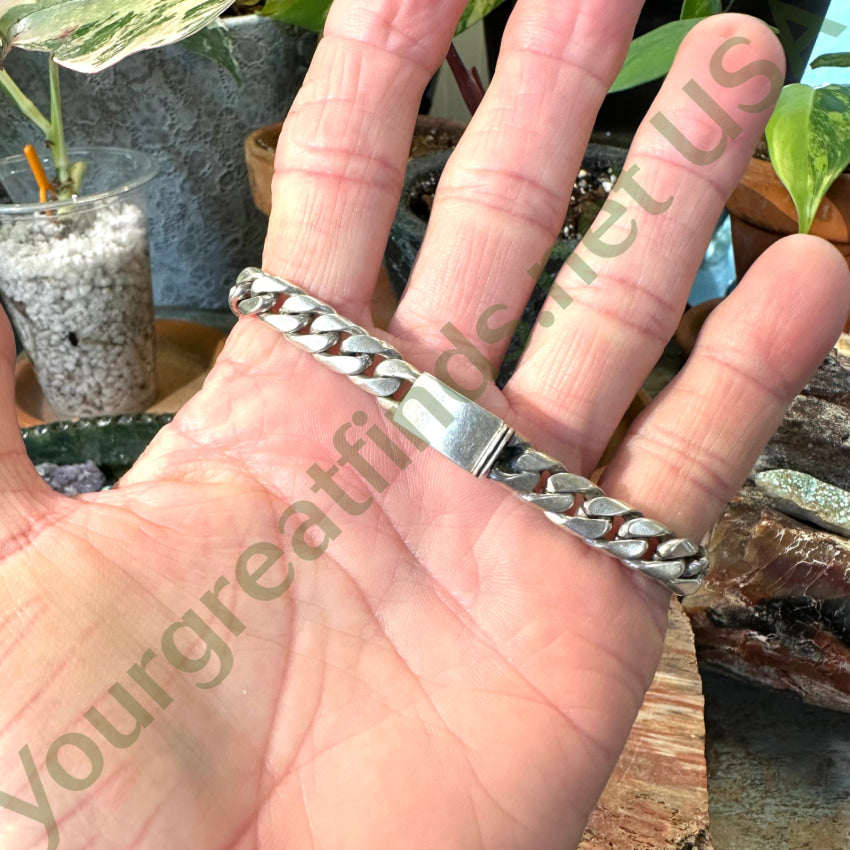 Heavy Vintage Sterling Silver Chain Bracelet