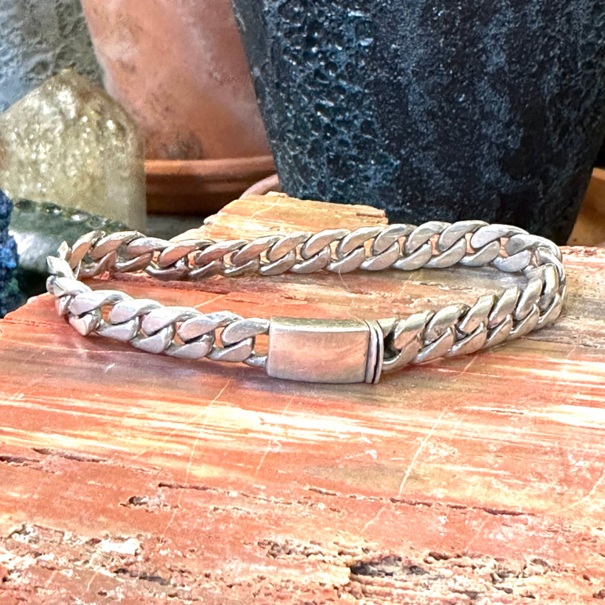 Heavy Vintage Sterling Silver Chain Bracelet