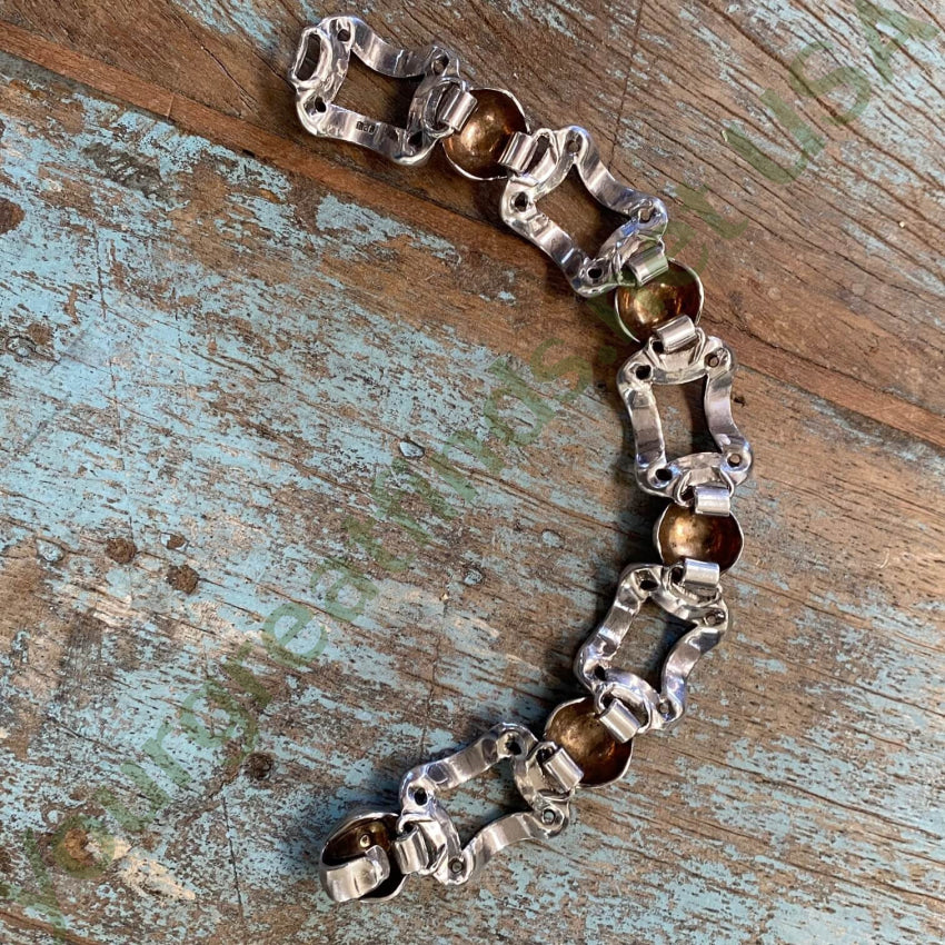 Heavy Vintage Sterling Silver Orb Chain Bracelet