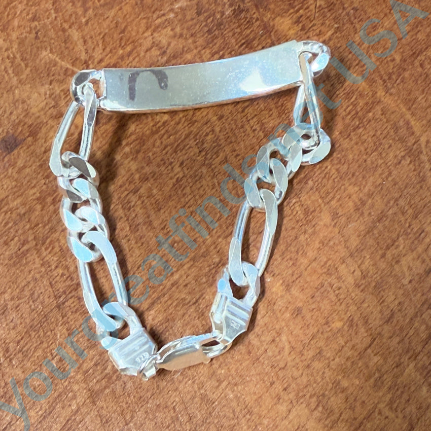 Heavyitalyvintage Sterling Silver Id Bracelet Bracelet